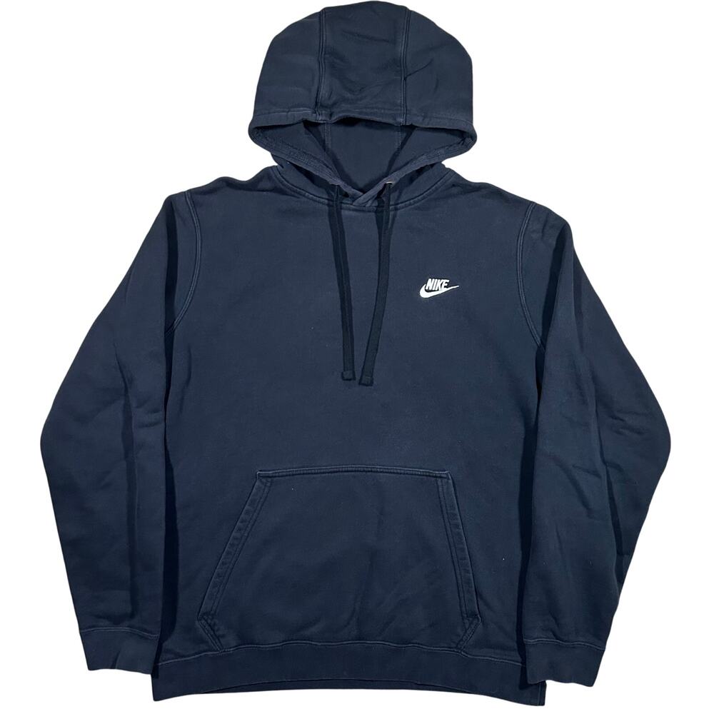 Nike Club Fleece Pullover Hoodie Sweatshirt Men Size Large Black Y2K